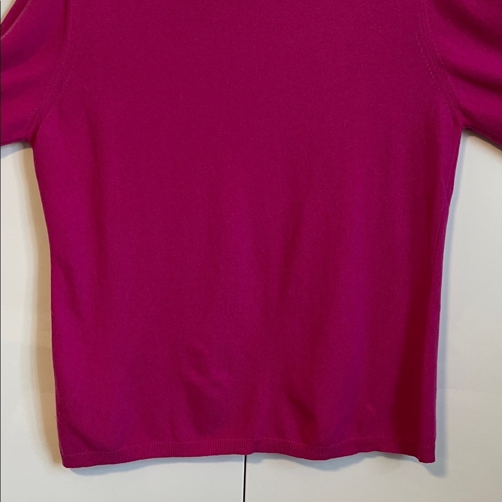 NWOT Wool Cashmere Elegant Fuchsia Pink Crew Neck Sweater Long, Size XXL - Picture 7 of 9